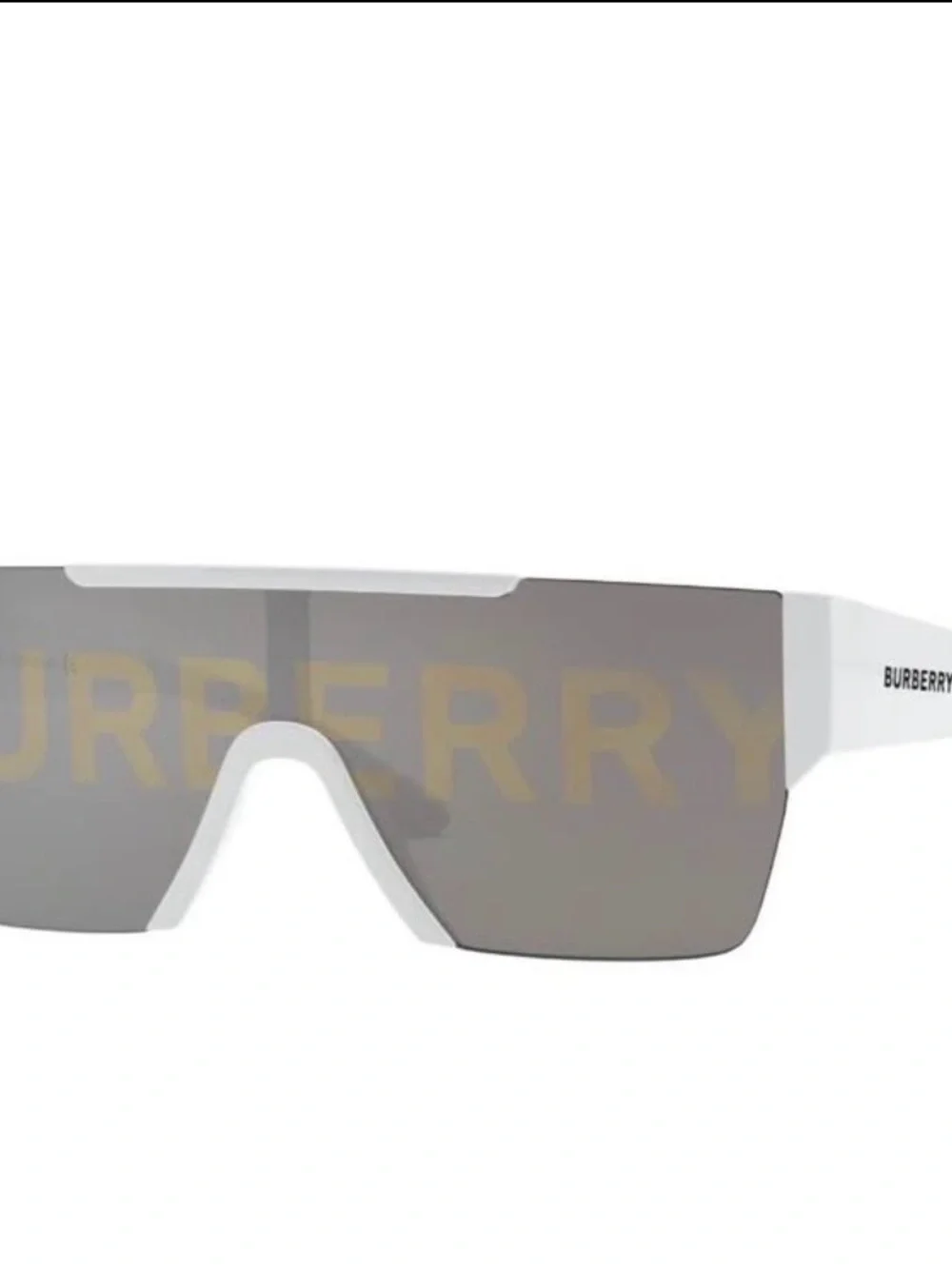 Burberry White Shield Visor Sunglasses with Mirrored Lens